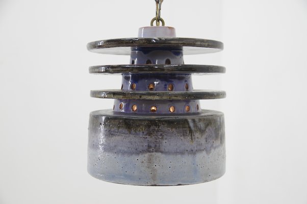 Ceramic Pendant Lamp by Jette Helleroe for Axella, Denmark, 1970s-TZ-999286