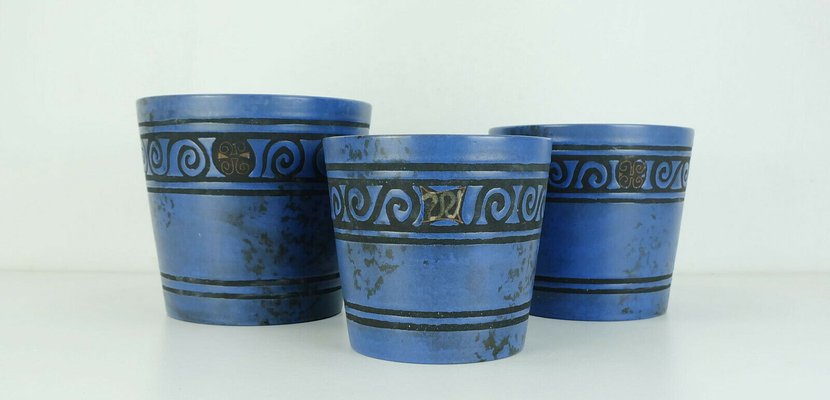 Ceramic Pergamon Flower Pots by Hans Welling for Ceramano, 1960s, Set of 3-FH-845494