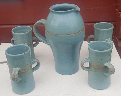 Ceramic Pitcher and Mugs from Tony Gant, Set of 5-QDP-1367169