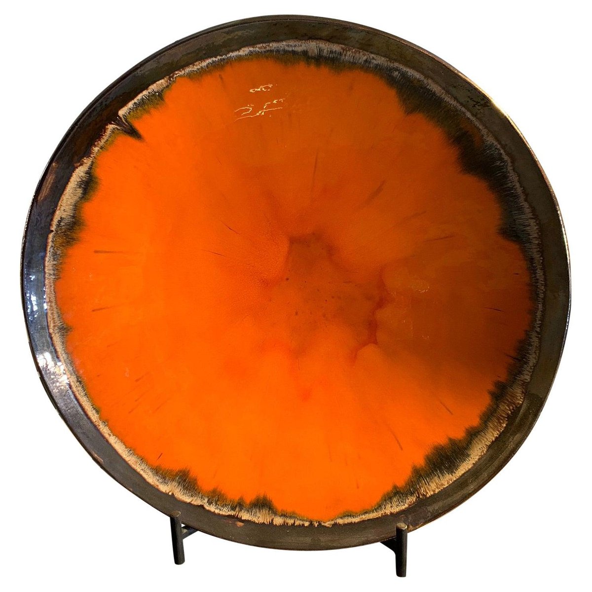 Ceramic Plate in Orange by Europa Antiques