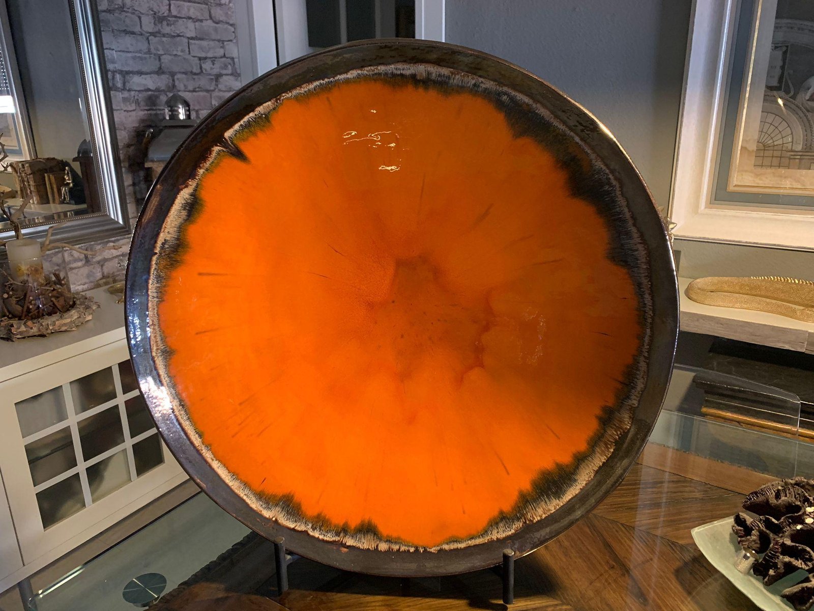 Ceramic Plate in Orange by Europa Antiques