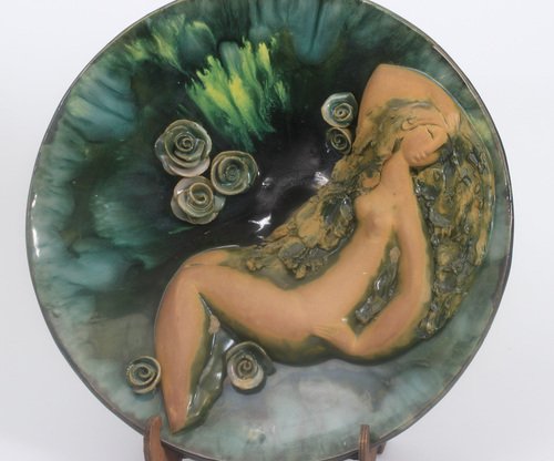 Ceramic Plate Lady with Roses