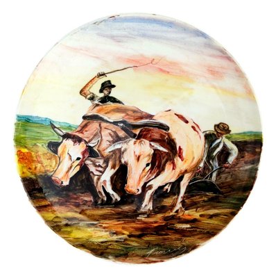 Ceramic Plate with Decorum from Sica, 1940s-FIP-1143459