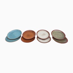 Ceramic Plates with Hand-Made Glazing, Set of 8-FSD-1297367