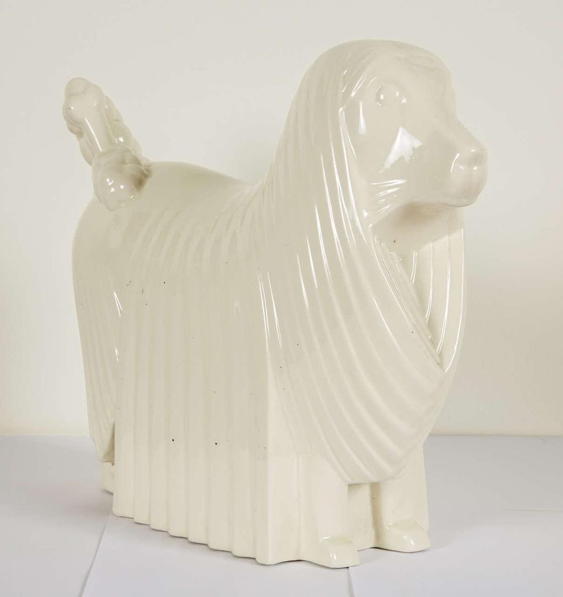 Ceramic Poodle by Jean & Jacques Adnet, 1930s