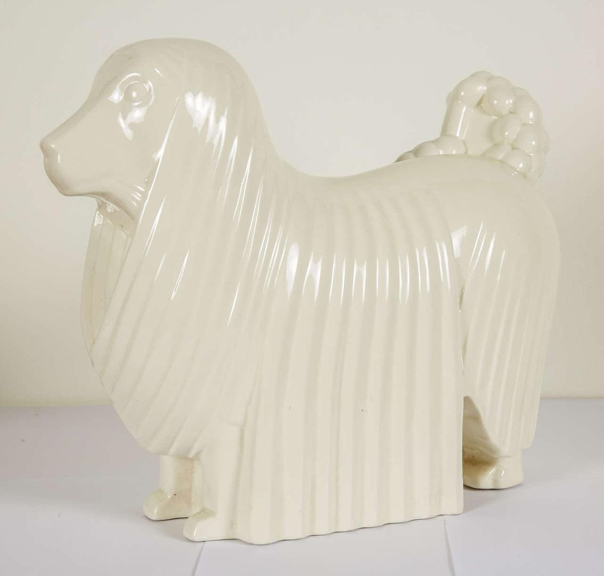 Ceramic Poodle by Jean & Jacques Adnet, 1930s