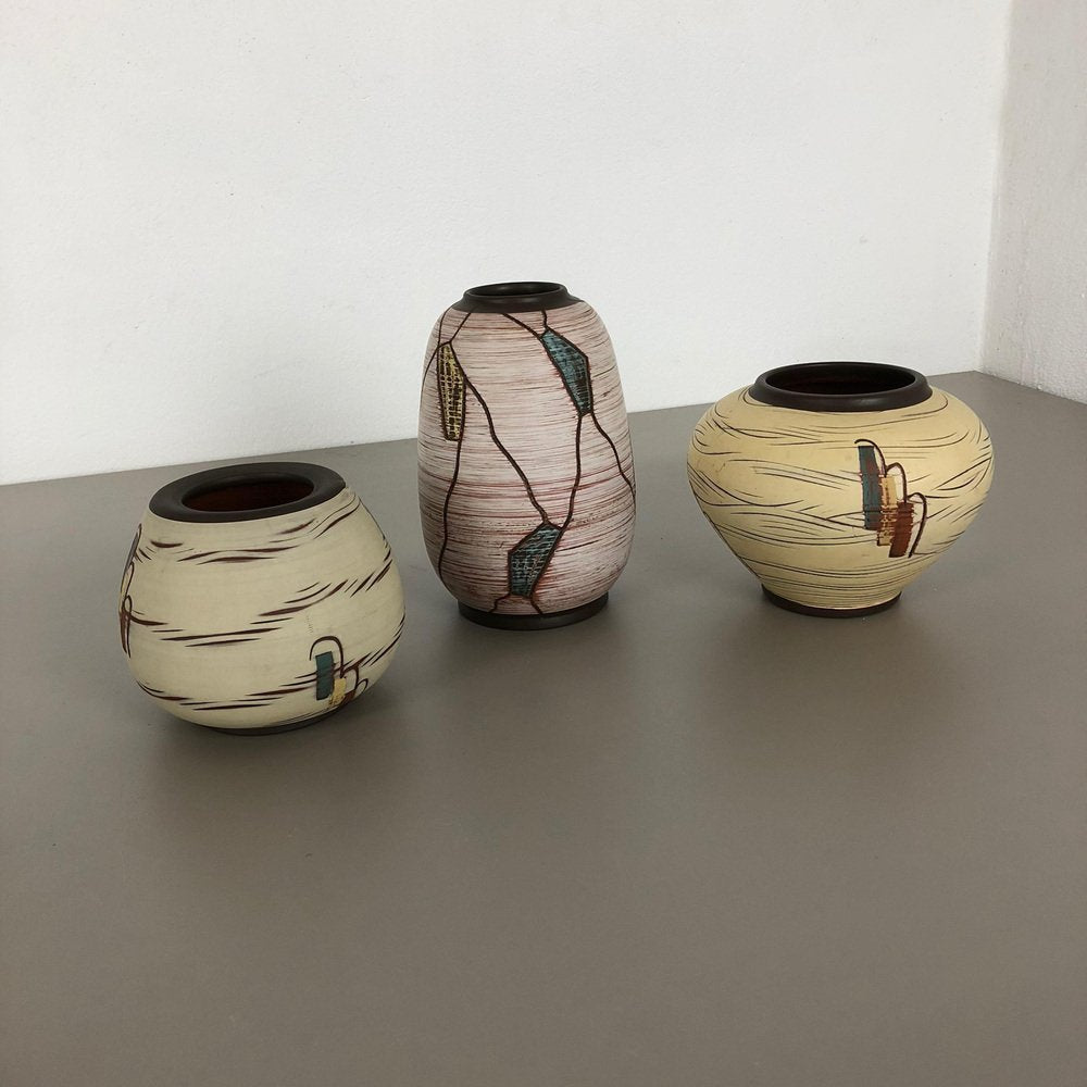 Ceramic Pottery Vases by Franz Schwaderlapp for Sawa Ceramic, Germany, 1960s, Set of 3