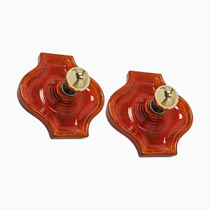 Ceramic Red and Orange Sputnik Wall Light, Germany, 1970s, Set of 2-UGR-1086286