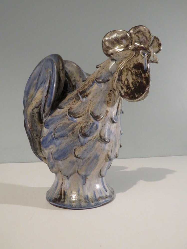 Ceramic Rooster Statue by Viggo Kyhn for Kähler, Denmark, 1960s