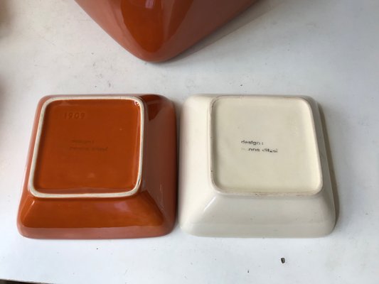 Ceramic Salad Bowl & Dishes by Nanna Ditzel for Søholm, 1970s, Set of 5-LCR-956287