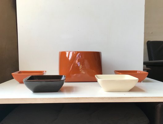 Ceramic Salad Bowl & Dishes by Nanna Ditzel for Søholm, 1970s, Set of 5-LCR-956287