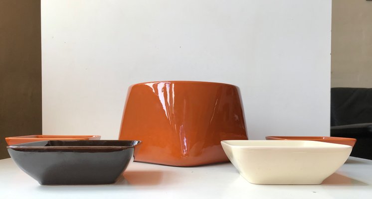 Ceramic Salad Bowl & Dishes by Nanna Ditzel for Søholm, 1970s, Set of 5-LCR-956287