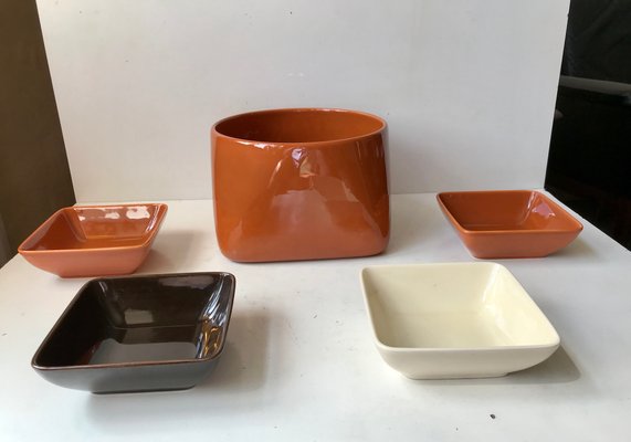 Ceramic Salad Bowl & Dishes by Nanna Ditzel for Søholm, 1970s, Set of 5-LCR-956287