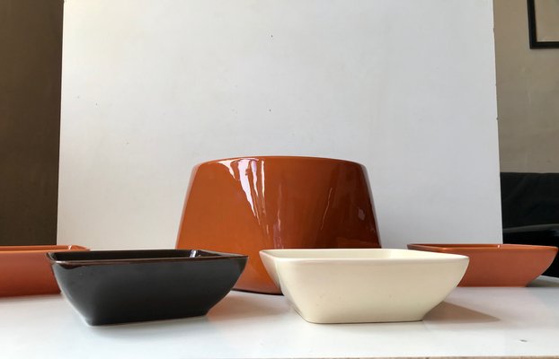 Ceramic Salad Bowl & Dishes by Nanna Ditzel for Søholm, 1970s, Set of 5-LCR-956287