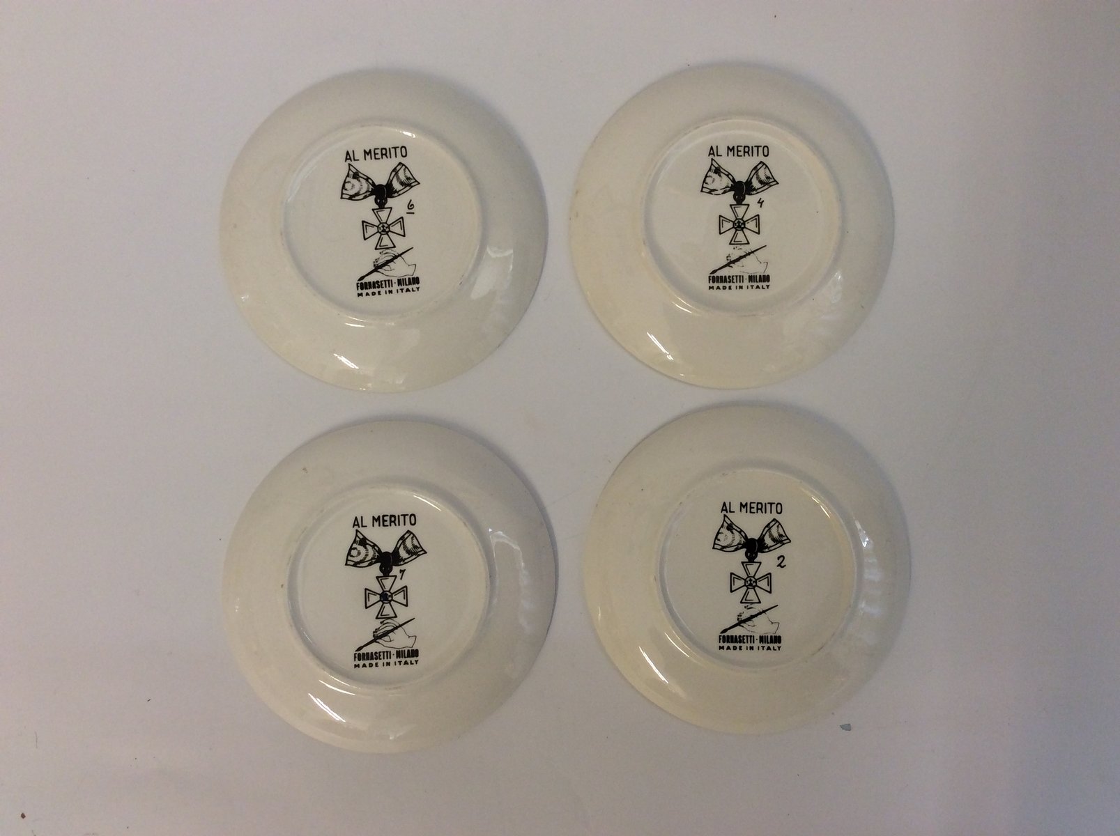 Ceramic Saucers Decorated With Medals by Piero Fornasetti, Milan, 1960s, Set of 4