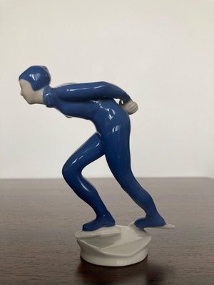 Ceramic Sculpture Athlete Ice Skater by J.Hejdova Holeckova, 1950s-TZ-891695