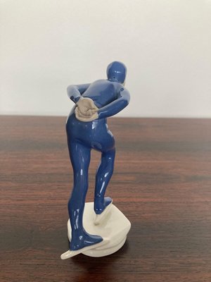 Ceramic Sculpture Athlete Ice Skater by J.Hejdova Holeckova, 1950s-TZ-891695