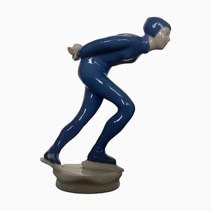 Ceramic Sculpture Athlete Ice Skater by J.Hejdova Holeckova, 1950s-TZ-891695