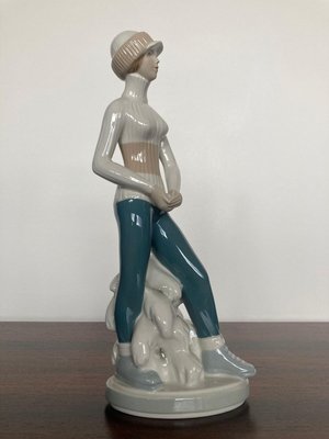 Ceramic Sculpture ,Woman in Winter, by Royal Dux, 1960s, Czechoslovakia-TZ-891690