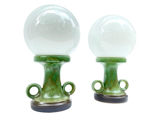 Ceramic Sphere Table Lamps, 1970s, Set of 2-FSD-1409263