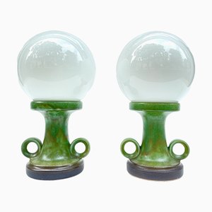 Ceramic Sphere Table Lamps, 1970s, Set of 2-FSD-1409263