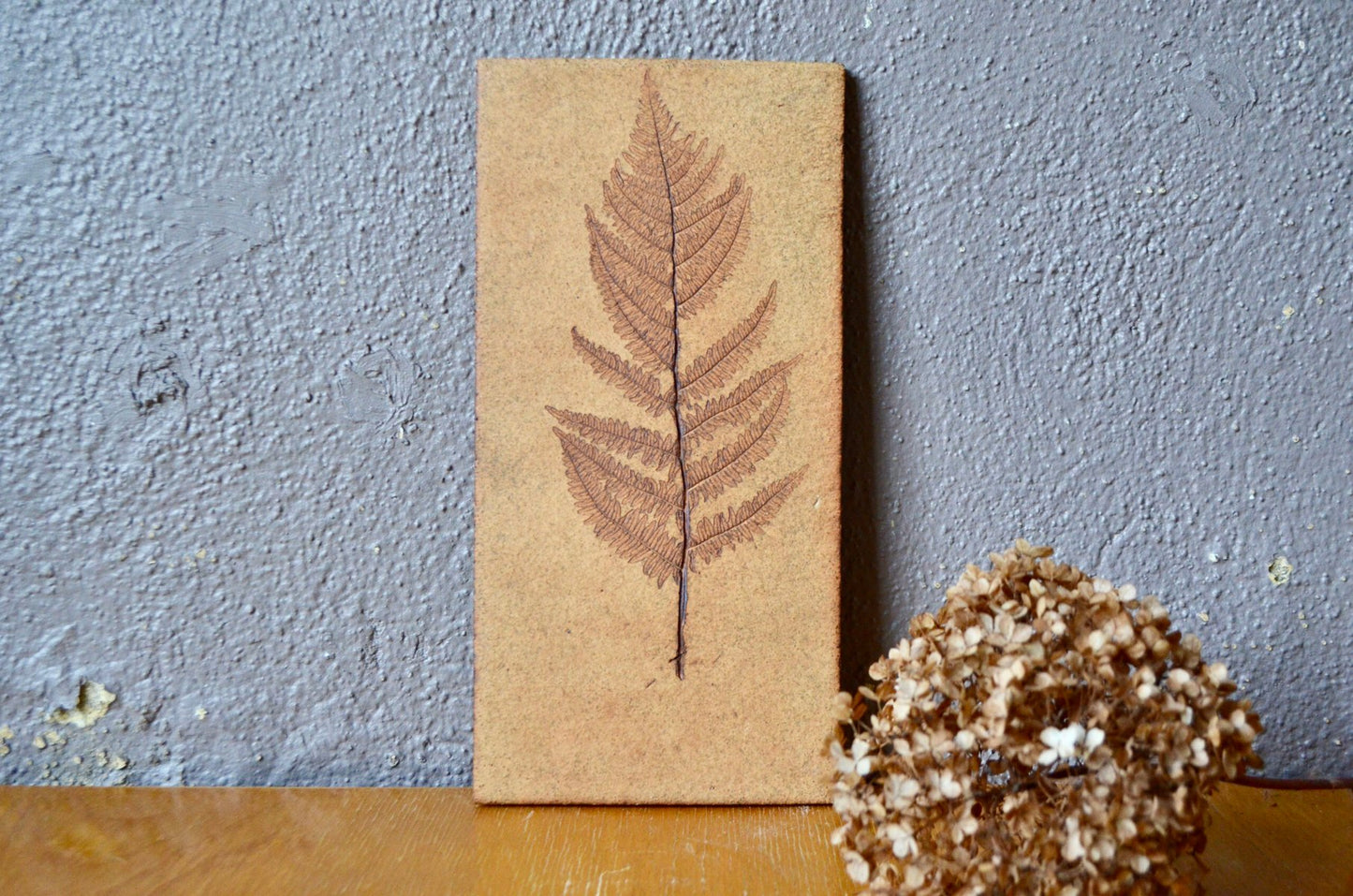 Ceramic Stamped Fern Decorative Object