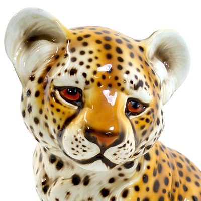 Ceramic Statuette of a Baby Panther in the Style of Ronzan, 1970s-RY-659623