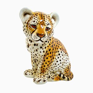 Ceramic Statuette of a Baby Panther in the Style of Ronzan, 1970s-RY-659623