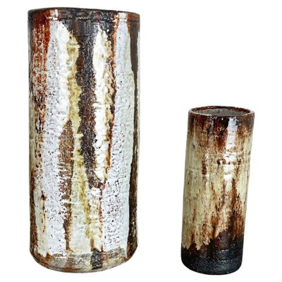 Ceramic Studio Pottery Tube Vase by Gerhard Liebenthron, Germany, 1970s, Set of 2-QZ-1114584