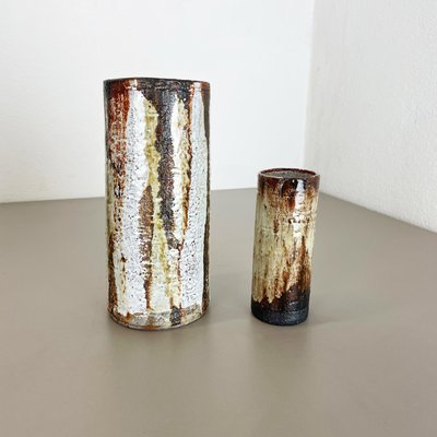 Ceramic Studio Pottery Tube Vase by Gerhard Liebenthron, Germany, 1970s, Set of 2-QZ-1114584