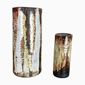 Ceramic Studio Pottery Tube Vase by Gerhard Liebenthron, Germany, 1970s, Set of 2-QZ-1114584