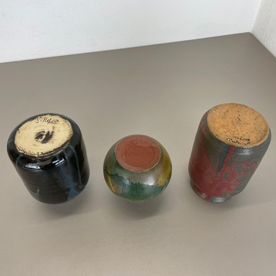 Ceramic Studio Pottery Vases by Elmar & Elke Kubicek, Germany, 1970s, Set of 3-QZ-1109908