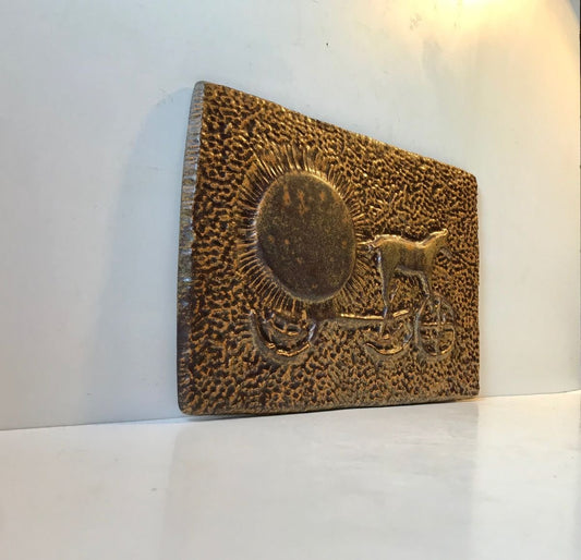 Ceramic Sun Chariot Wall Plaque by Ejvind Nielsen, 1970