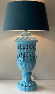 Ceramic Table Lamp in Floral Design by Famous Bondia Manises, 1950s-TIE-1789378