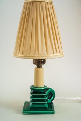 Ceramic Table Lamp with Fabric Shade, 1920s-SPD-1007425