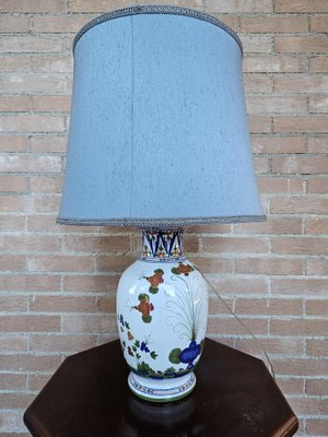 Ceramic Table Lamp with Floral Decorations, 1950s-ZUW-1799321