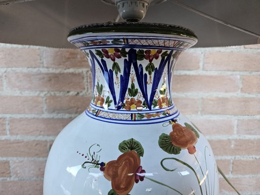 Ceramic Table Lamp with Floral Decorations, 1950s-ZUW-1799321