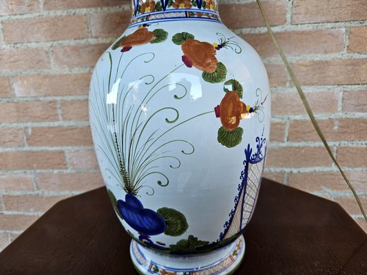 Ceramic Table Lamp with Floral Decorations, 1950s-ZUW-1799321