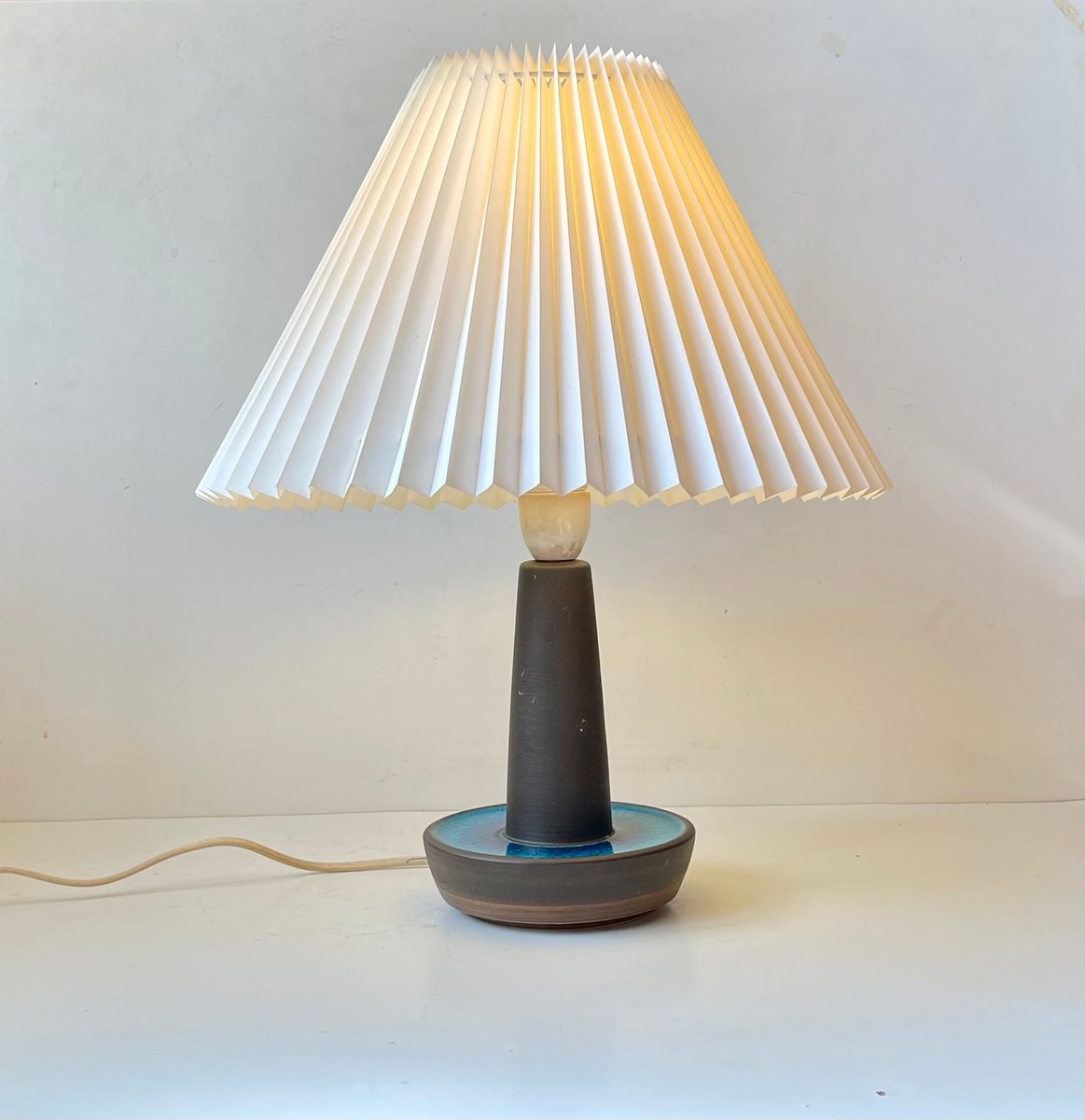 Ceramic Turquoise Table Lamp by Einar Johansen for Søholm, 1960s