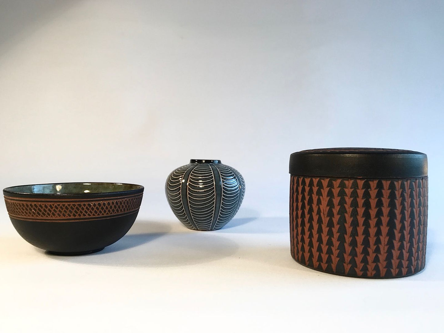 Ceramic Vase, Bowl, and Pot by Eva Kumpmann, 1950s, Set of 3