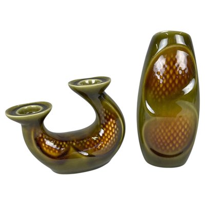 Ceramic Vase & Candle Stick by Ditmar Urbach, Czechoslovakia, 1960s, Set of 2-TZ-1028649