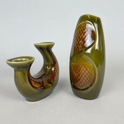 Ceramic Vase & Candle Stick by Ditmar Urbach, Czechoslovakia, 1960s, Set of 2-TZ-1028649