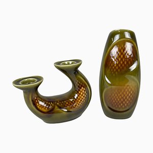 Ceramic Vase & Candle Stick by Ditmar Urbach, Czechoslovakia, 1960s, Set of 2-TZ-1028649