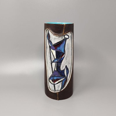 Ceramic Vase Encased in Leather by Marcello Fantoni, Italy, 1950s-QGR-2043342