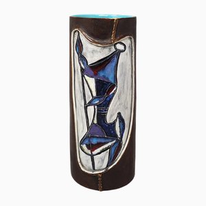 Ceramic Vase Encased in Leather by Marcello Fantoni, Italy, 1950s-QGR-2043342