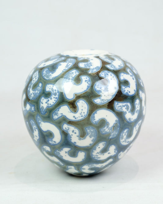 Ceramic Vase with Blue and White Pattern by Peter Weiss, 1990s