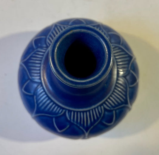 Ceramic Vase with Blue Glaze by Eva Sjögren for L. Hjorth, 1950s