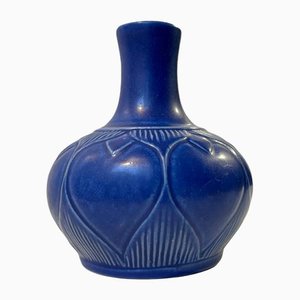 Ceramic Vase with Blue Glaze by Eva Sjögren for L. Hjorth, 1950s-LCR-1162454