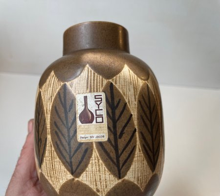 Ceramic Vase with Leaves by Jacob Siv for Syco, Sweden, 1970s-LCR-1378373