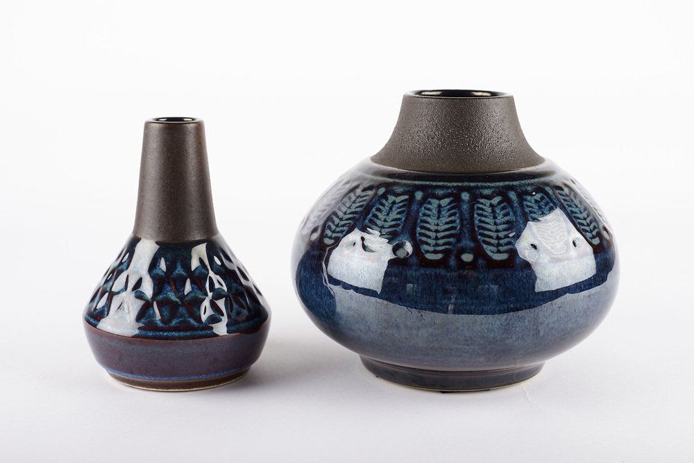 Ceramic Vases by Einar Johansen for Søholm Stentøj, Denmark, 1960s, Set of 2